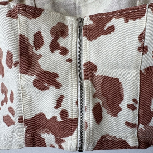 Altar'd State Cream and Tan Cow Print Crop Top - Picture 5 of 5